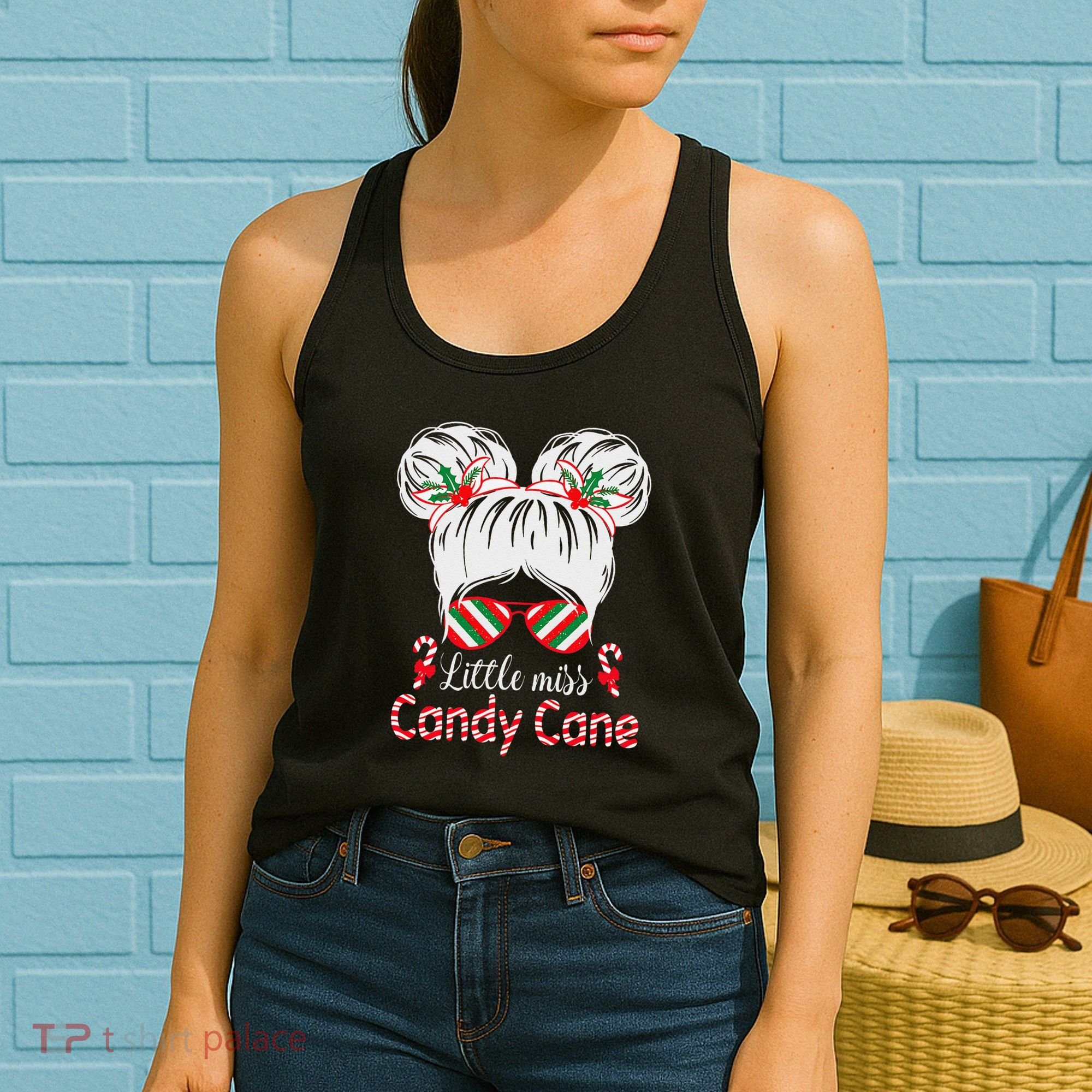 Little Miss Candy Cane Christmas Messy Bungirl Women's Tank Top
