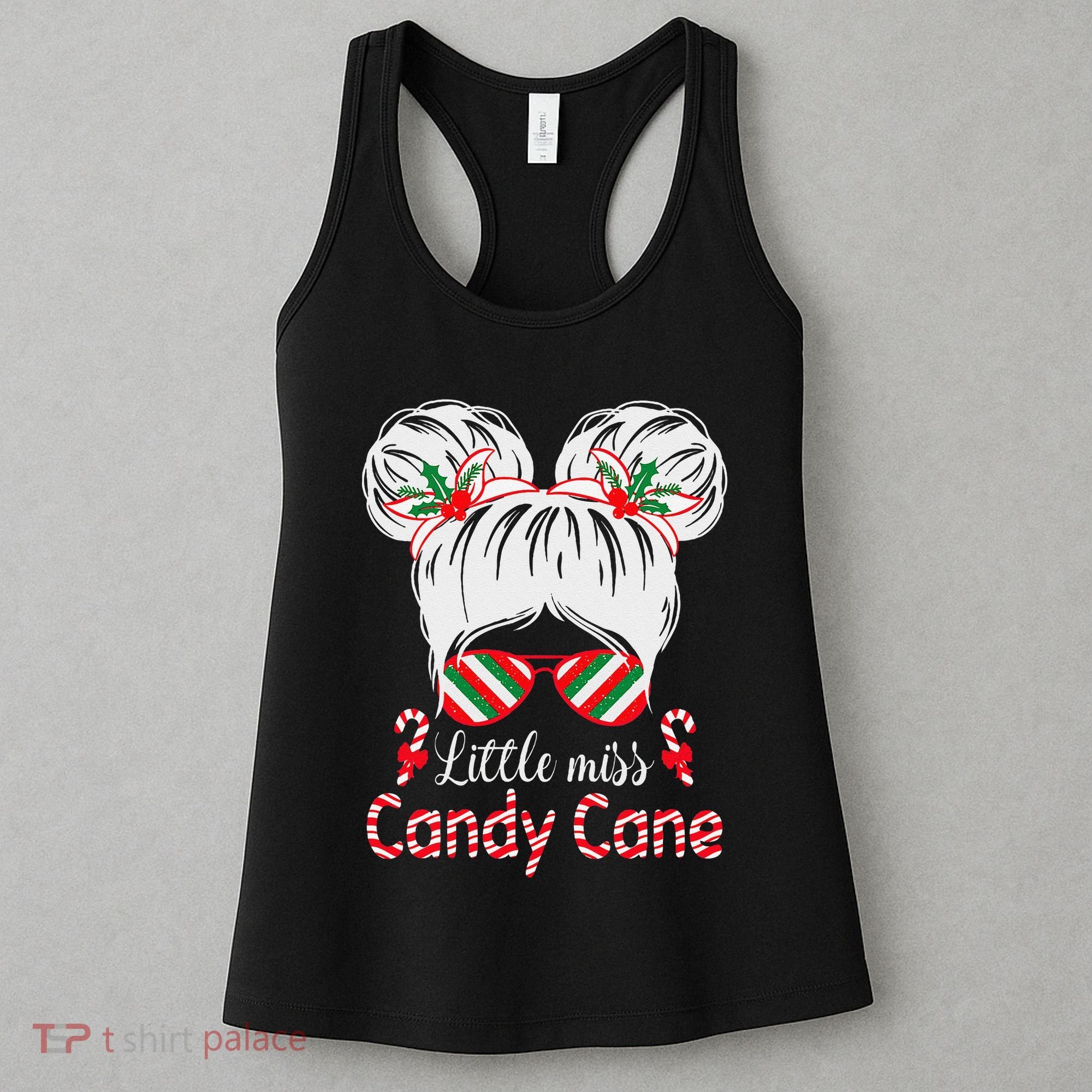 Little Miss Candy Cane Christmas Messy Bungirl Women's Tank Top