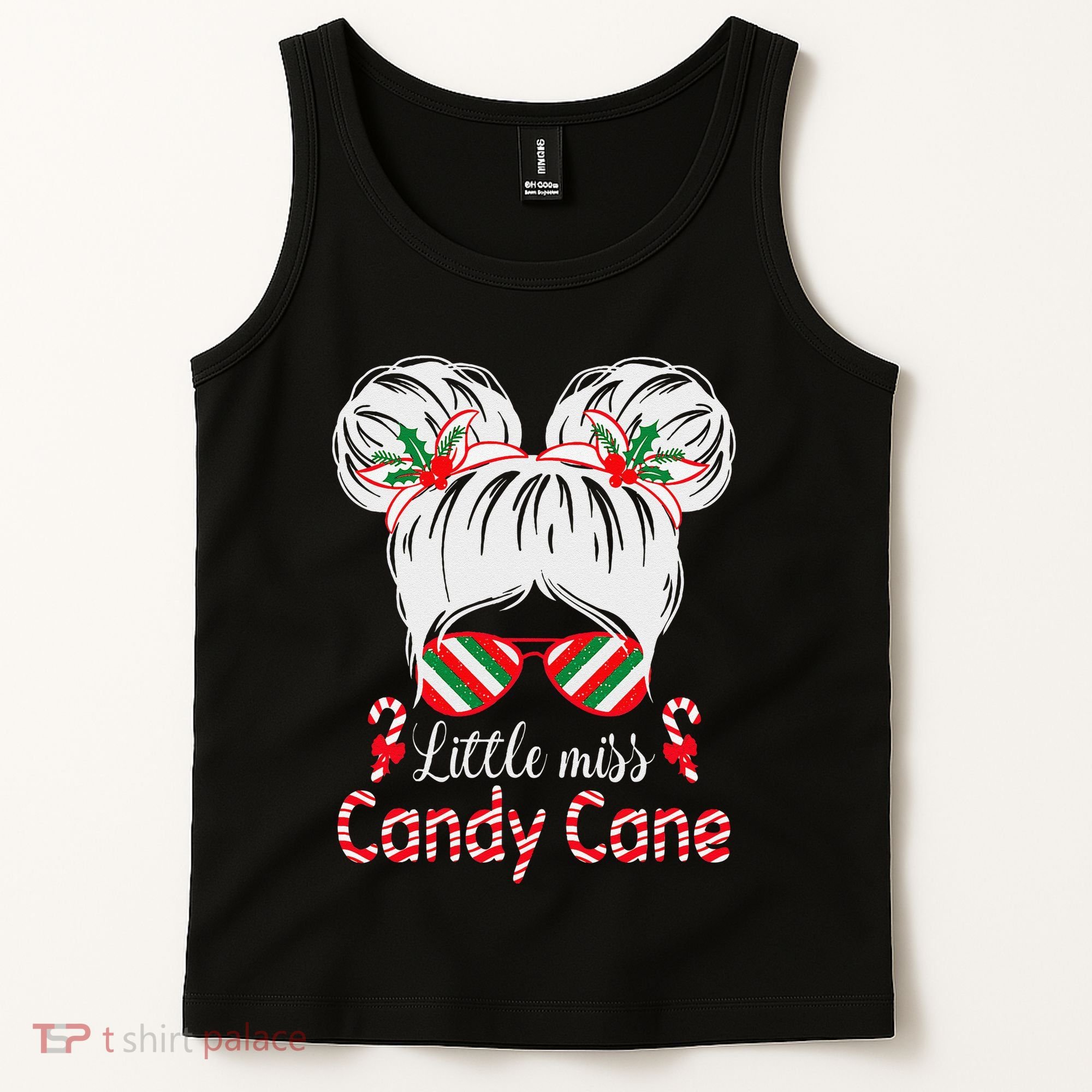 Little Miss Candy Cane Christmas Messy Bungirl Tank Top