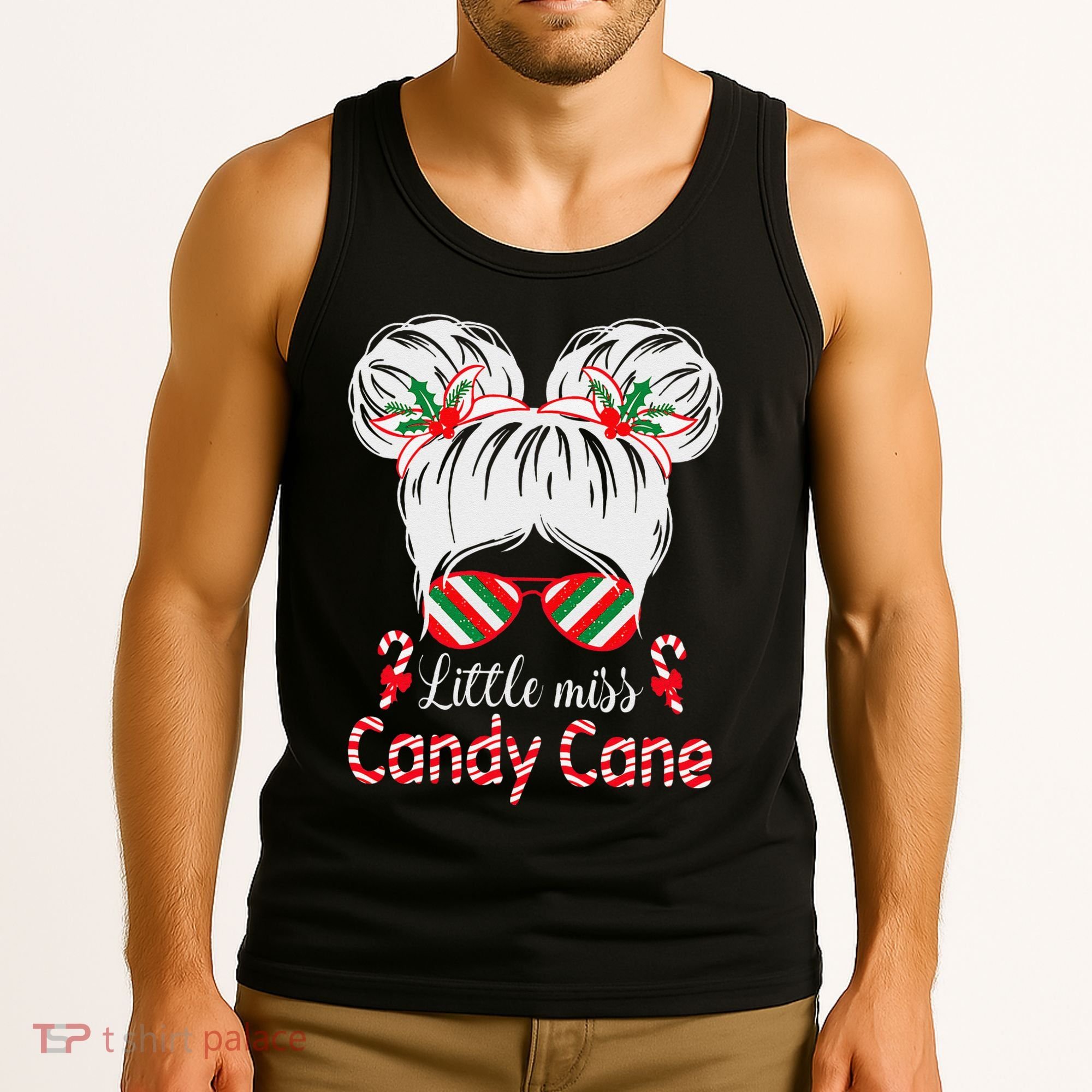 Little Miss Candy Cane Christmas Messy Bungirl Tank Top