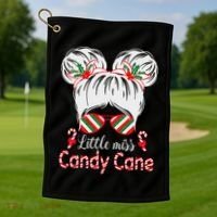 Little Miss Candy Cane Christmas Messy Bungirl Golf Towel thumb 1