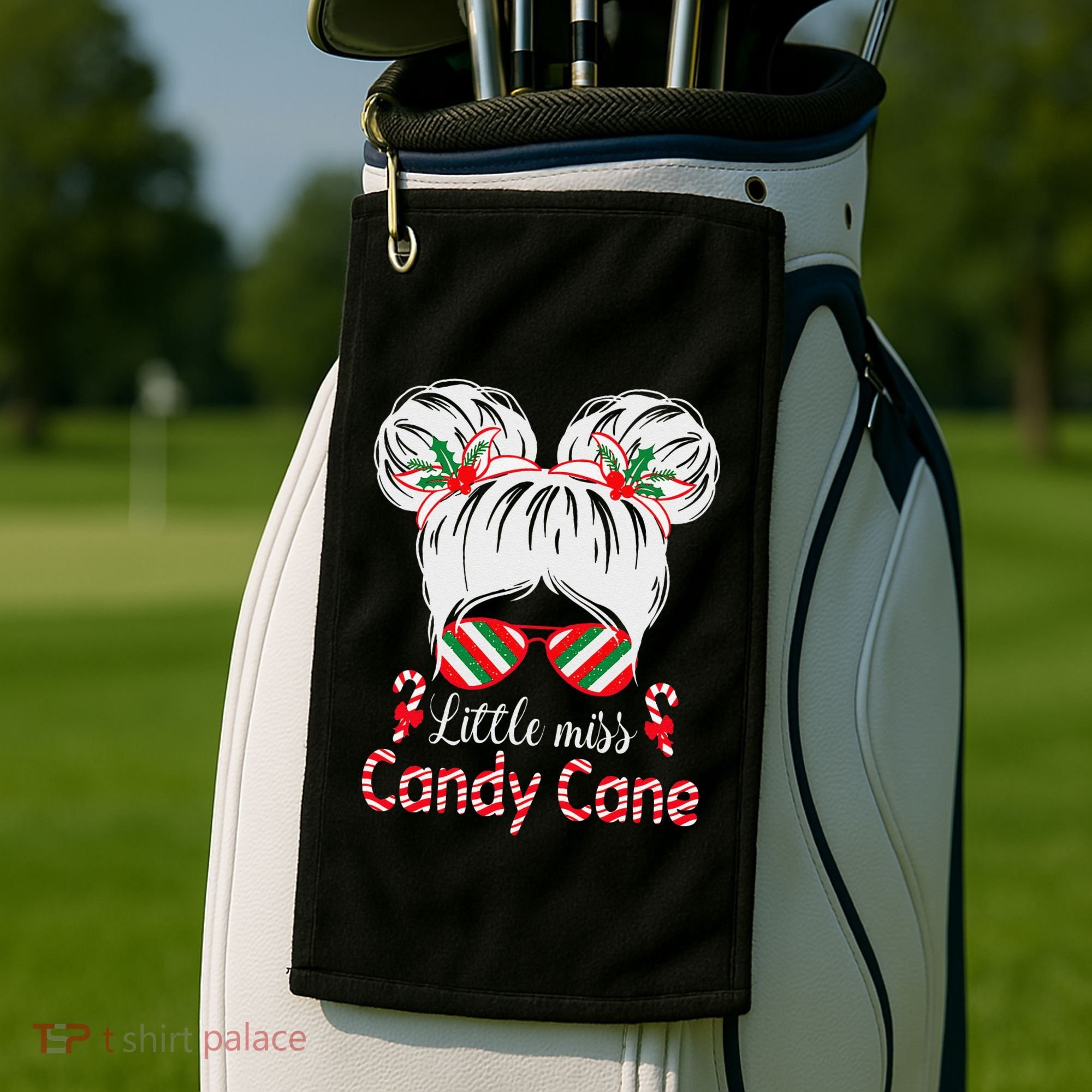 Little Miss Candy Cane Christmas Messy Bungirl Golf Towel