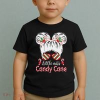 Little Miss Candy Cane Christmas Messy Bungirl Toddler T-Shirt thumb 2