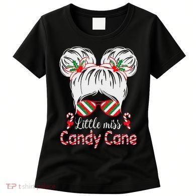 Little Miss Candy Cane Christmas Messy Bungirl Women's T-Shirt