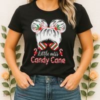 Little Miss Candy Cane Christmas Messy Bungirl Women's T-Shirt thumb 2
