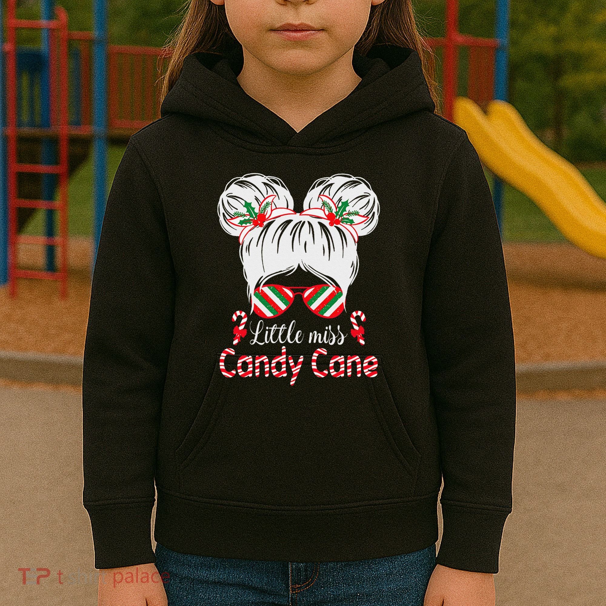 Little Miss Candy Cane Christmas Messy Bungirl Kids Hoodie