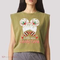 Little Miss Candy Cane Christmas Messy Bungirl Garment-Dyed Women's Muscle Tee thumb 2