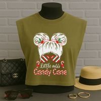 Little Miss Candy Cane Christmas Messy Bungirl Garment-Dyed Women's Muscle Tee thumb 3