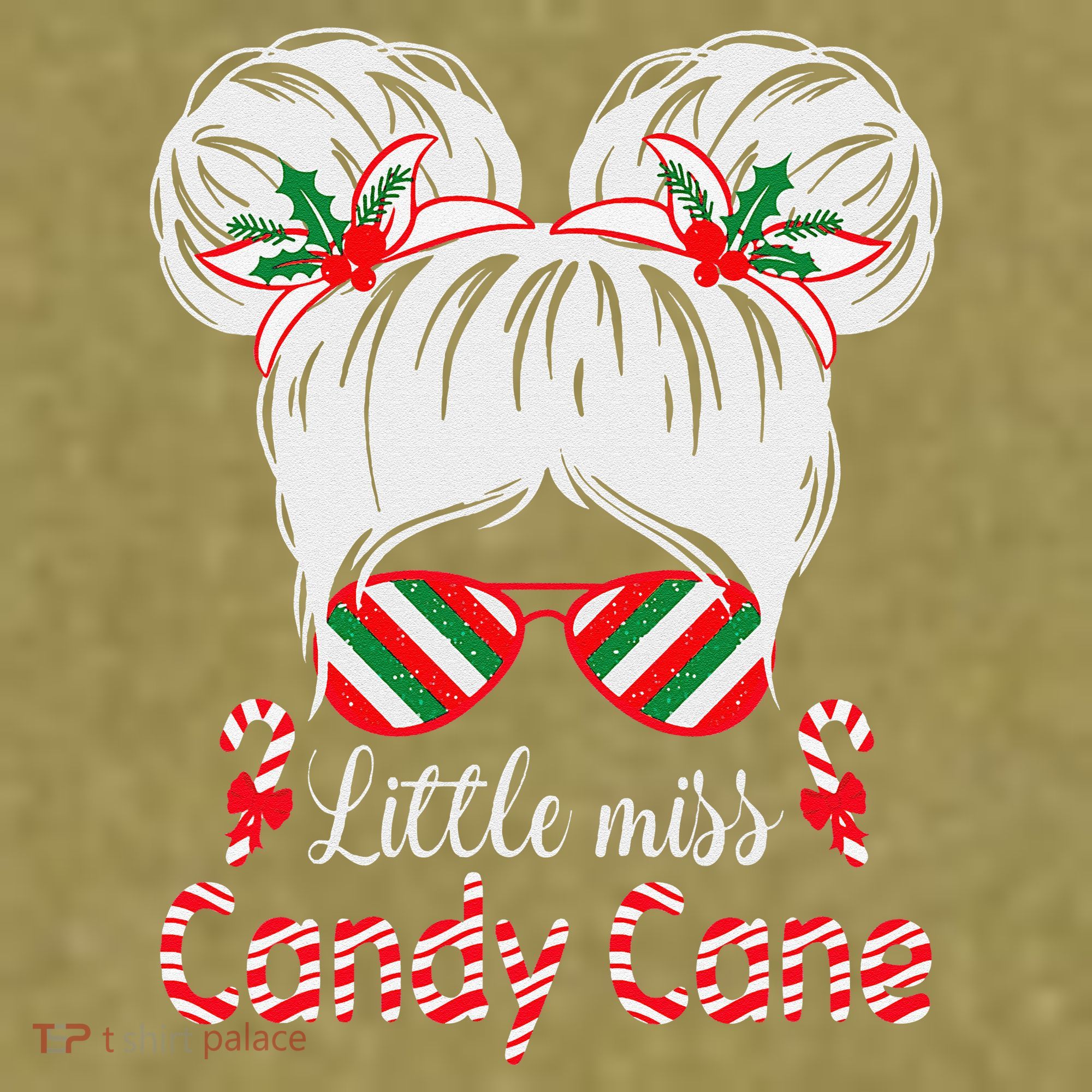 Little Miss Candy Cane Christmas Messy Bungirl Garment-Dyed Women's Muscle Tee