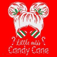 Little Miss Candy Cane Christmas Messy Bungirl Santa Hat thumb 1