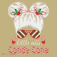 Little Miss Candy Cane Christmas Messy Bungirl Long Sleeve Shirt thumb 2