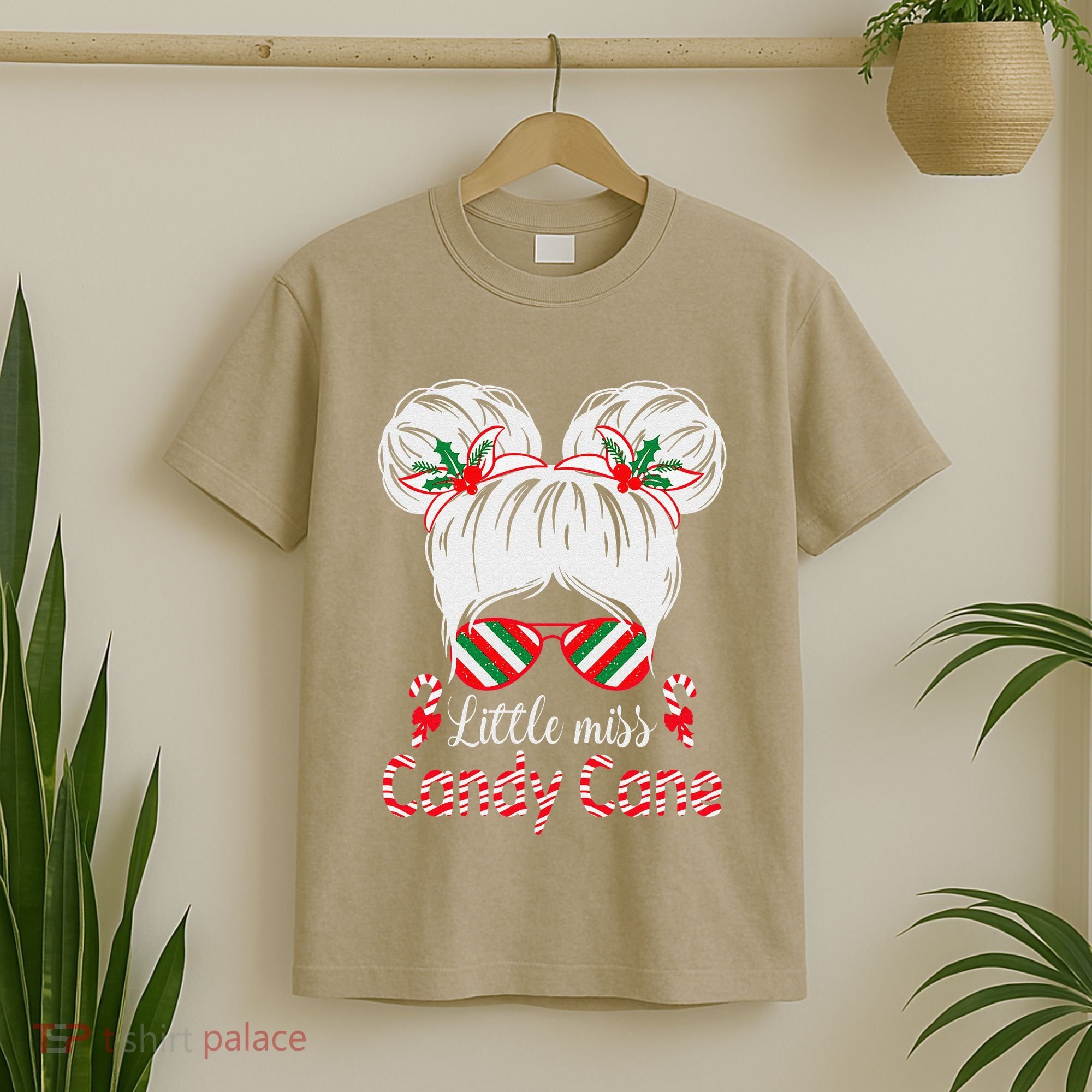 Little Miss Candy Cane Christmas Messy Bungirl T-Shirt