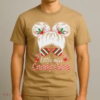Little Miss Candy Cane Christmas Messy Bungirl T-Shirt thumb 3