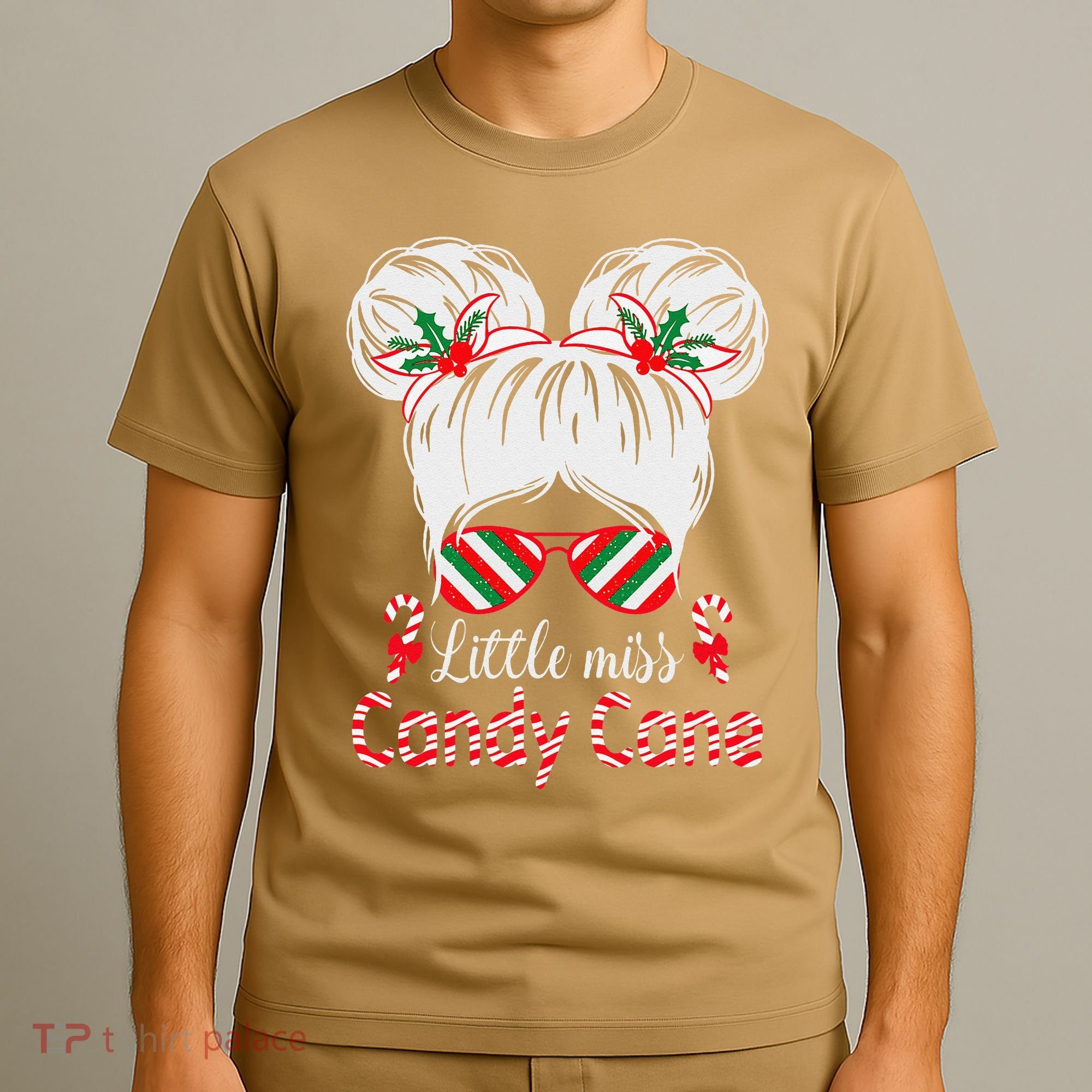 Little Miss Candy Cane Christmas Messy Bungirl T-Shirt