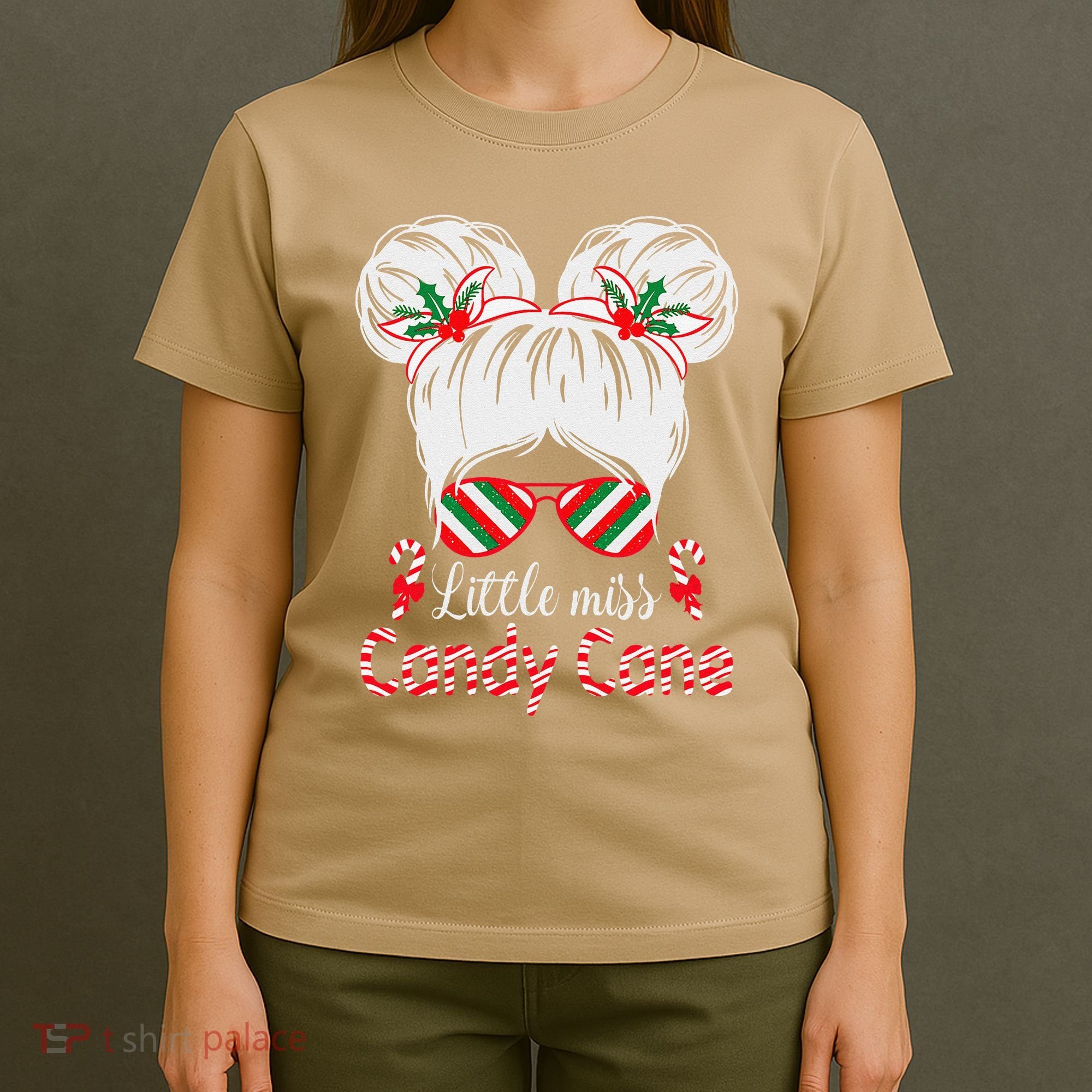 Little Miss Candy Cane Christmas Messy Bungirl T-Shirt