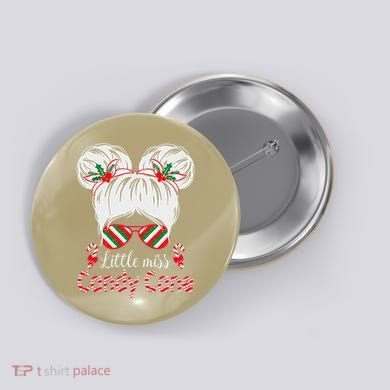 Little Miss Candy Cane Christmas Messy Bungirl Button