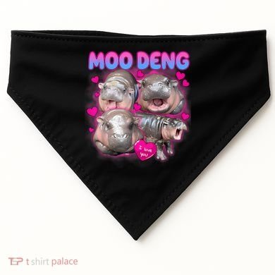 Love Moo Deng Funny Cute Hippo Meme USA-Made Doggie Bandana