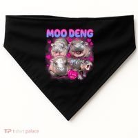 Love Moo Deng Funny Cute Hippo Meme USA-Made Doggie Bandana thumb 0