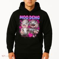 Love Moo Deng Funny Cute Hippo Meme Hoodie thumb 2