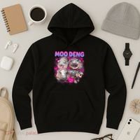 Love Moo Deng Funny Cute Hippo Meme Hoodie thumb 3