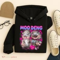 Love Moo Deng Funny Cute Hippo Meme Hoodie thumb 4