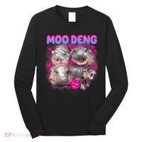 Love Moo Deng Funny Cute Hippo Meme Long Sleeve Shirt thumb 0