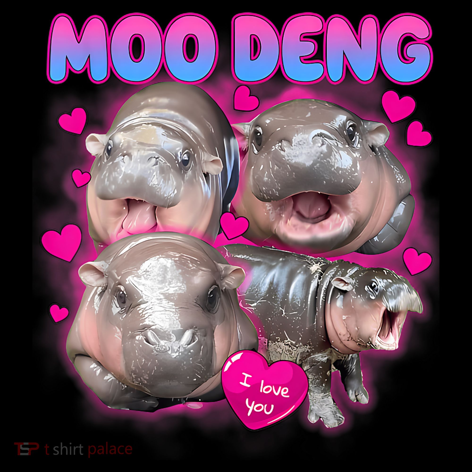 Love Moo Deng Funny Cute Hippo Meme Long Sleeve Shirt