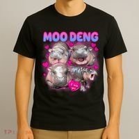 Love Moo Deng Funny Cute Hippo Meme T-Shirt thumb 3