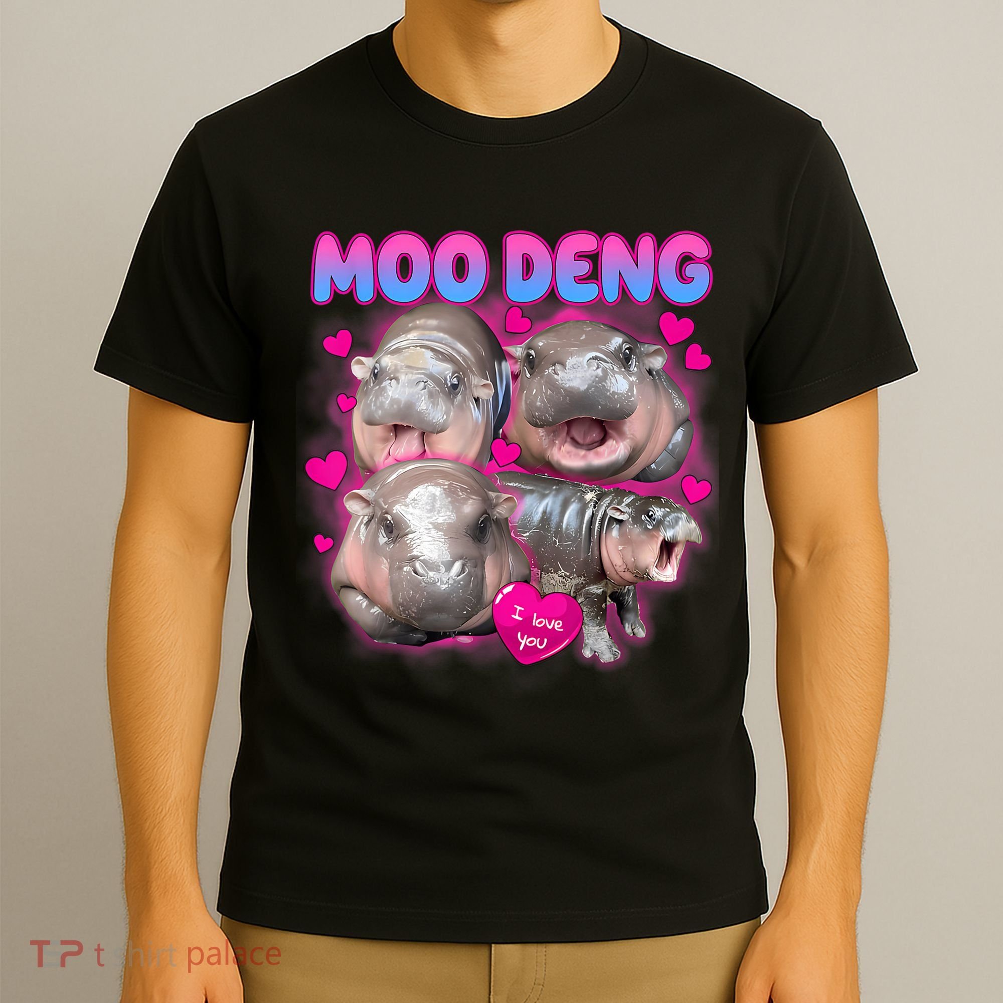 Love Moo Deng Funny Cute Hippo Meme T-Shirt
