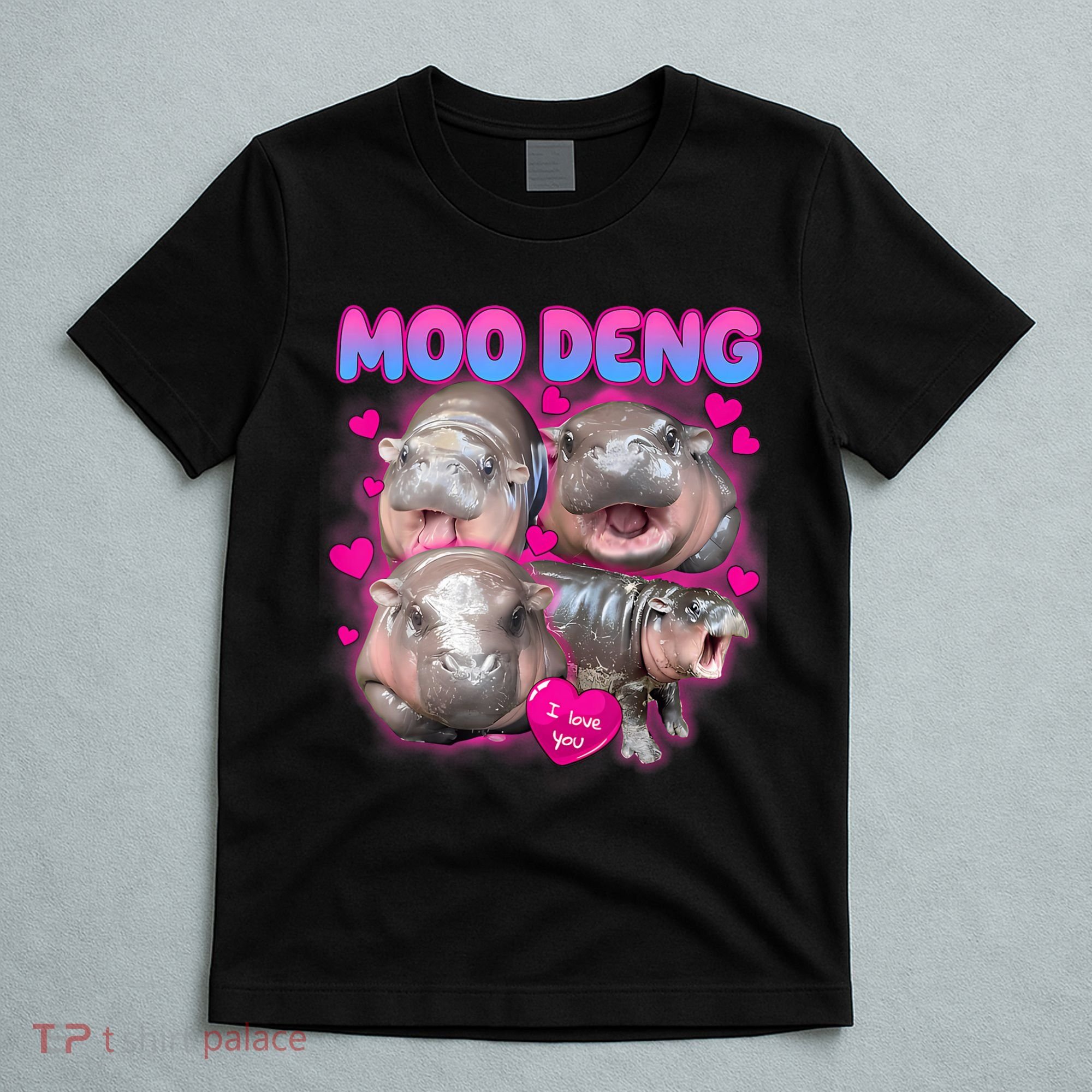 Love Moo Deng Funny Cute Hippo Meme T-Shirt