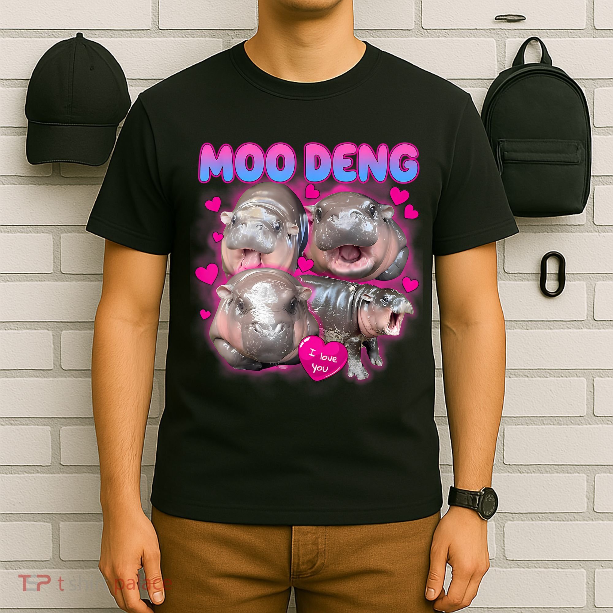 Love Moo Deng Funny Cute Hippo Meme T-Shirt