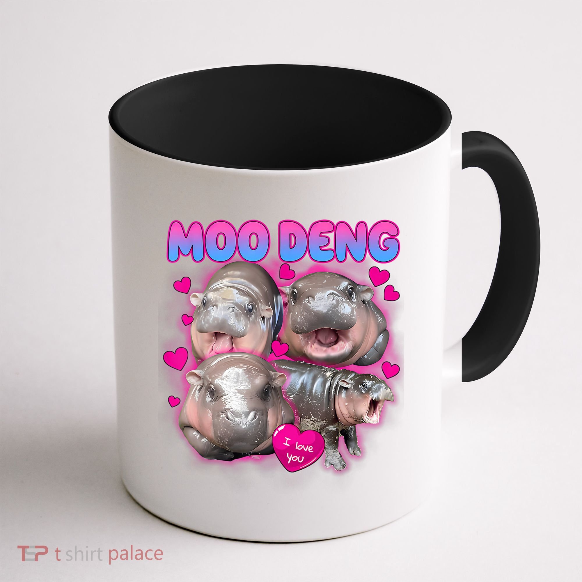 Love Moo Deng Funny Cute Hippo Meme Coffee Mug