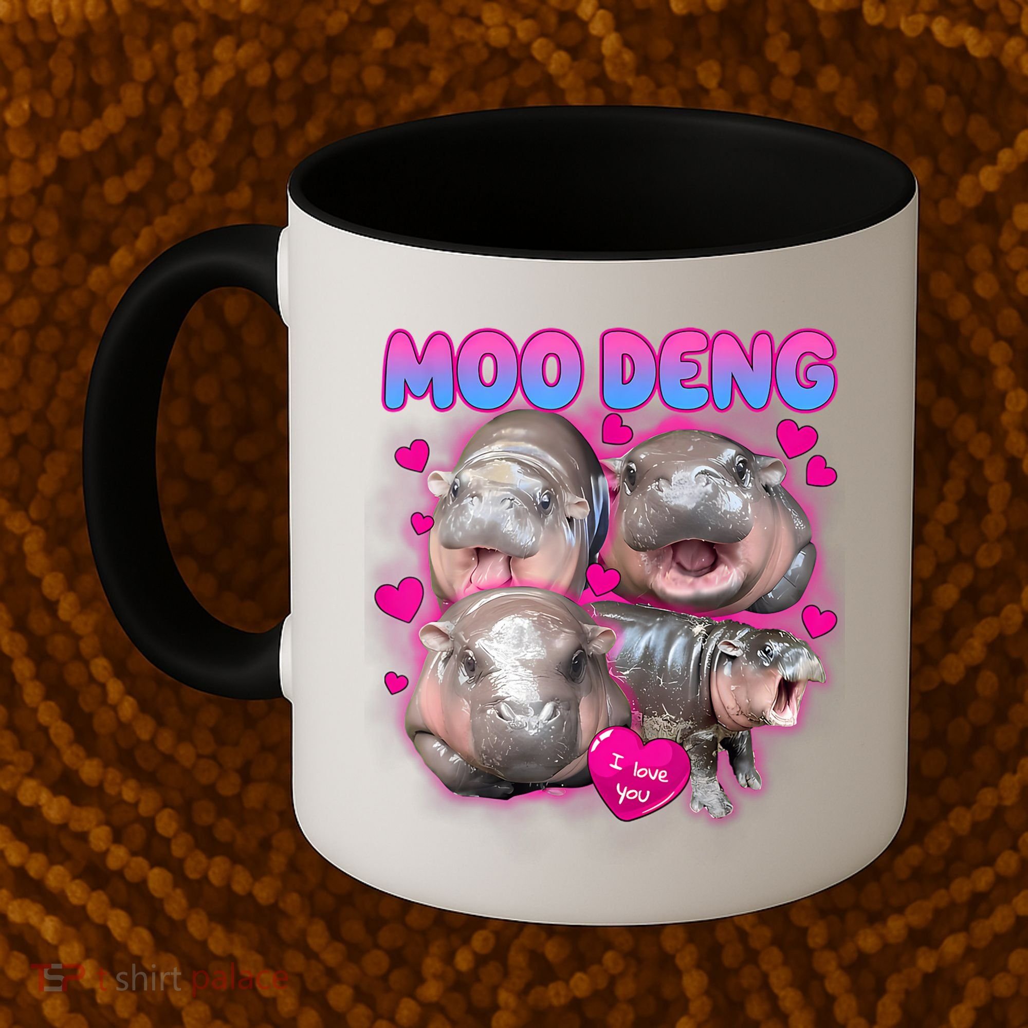 Love Moo Deng Funny Cute Hippo Meme Coffee Mug