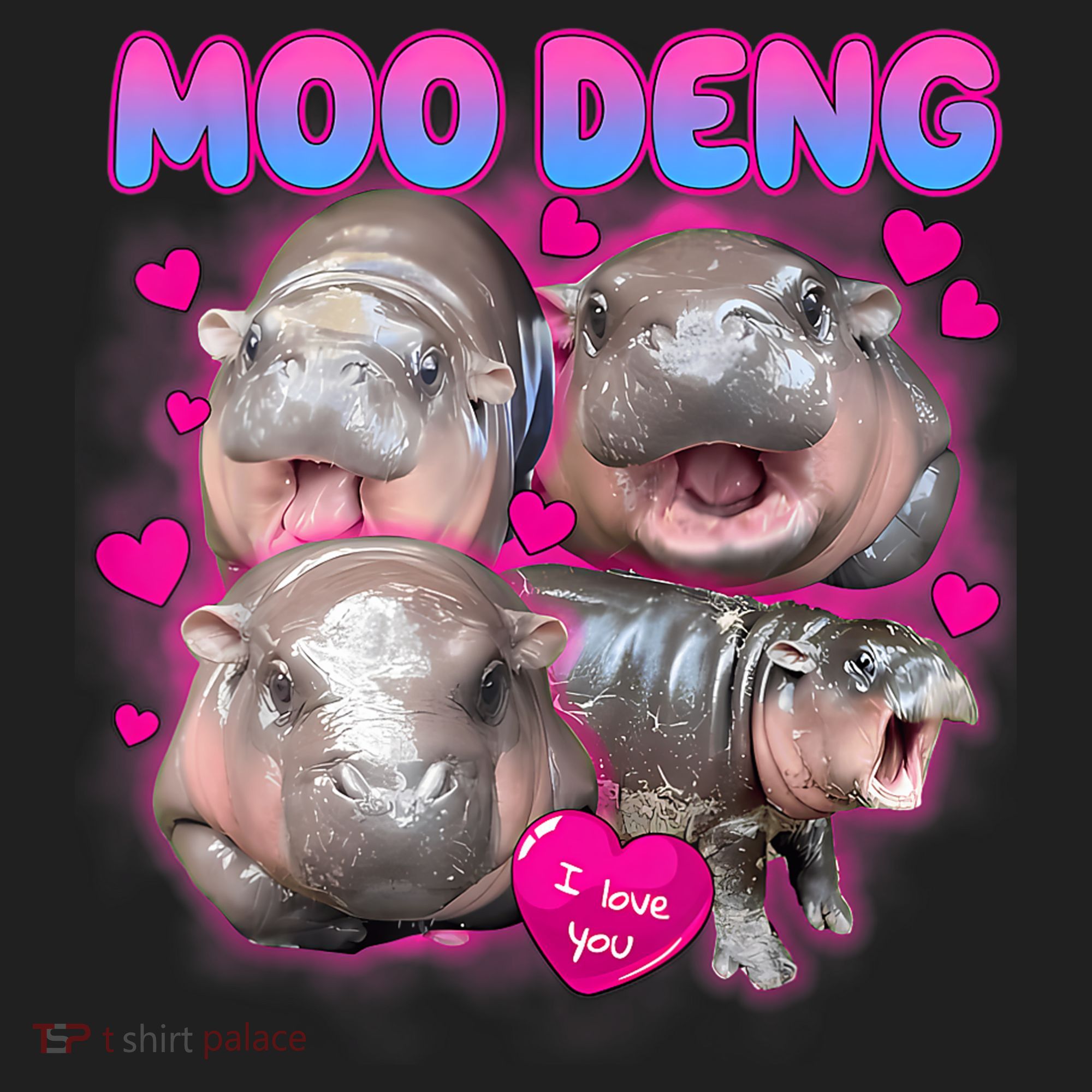 Love Moo Deng Funny Cute Hippo Meme Beanie