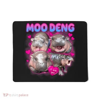 Love Moo Deng Funny Cute Hippo Meme Mousepad