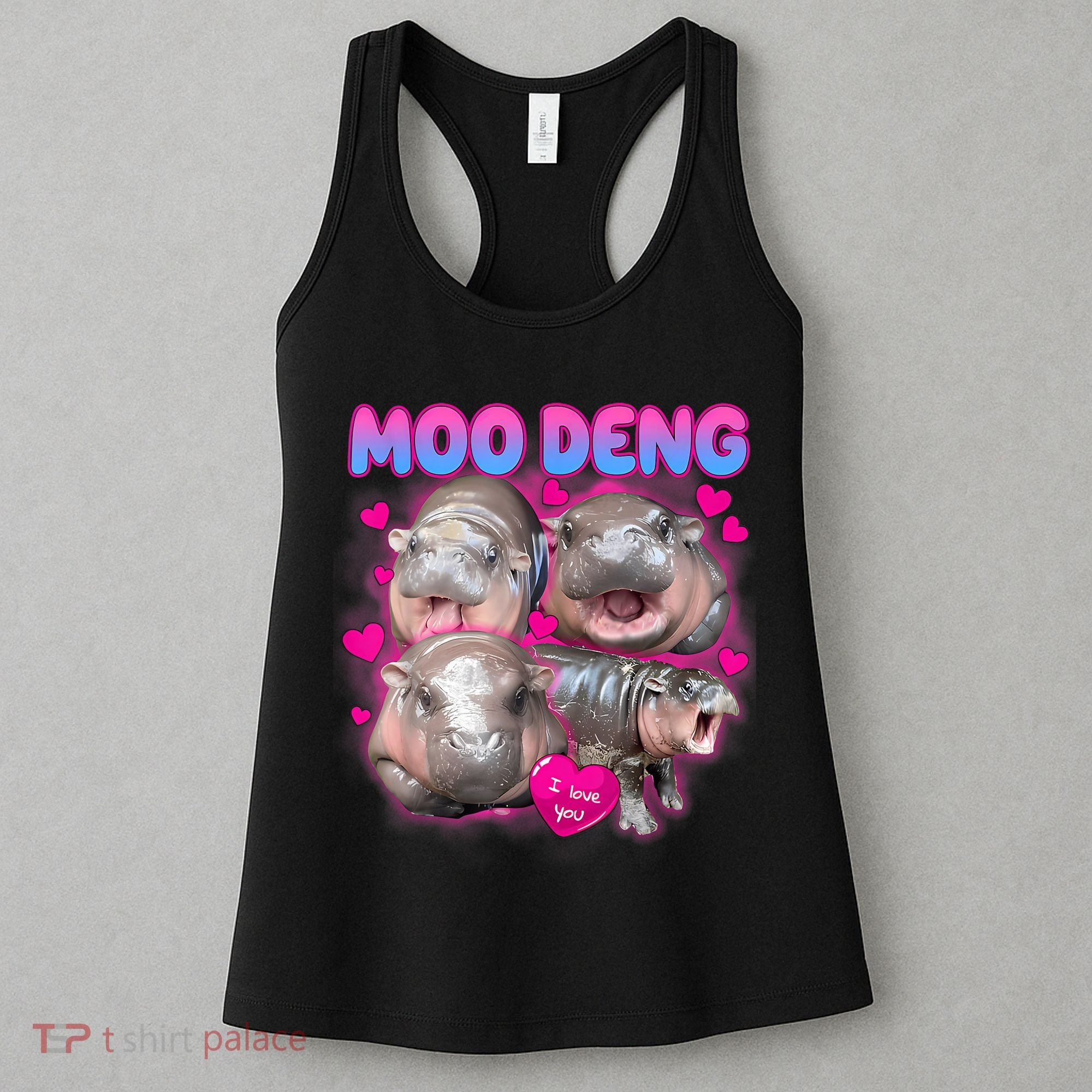 Love Moo Deng Funny Cute Hippo Meme Women's Tank Top