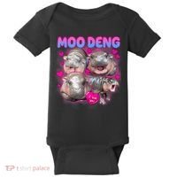 Love Moo Deng Funny Cute Hippo Meme Baby Bodysuit thumb 0