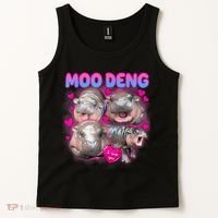 Love Moo Deng Funny Cute Hippo Meme Tank Top thumb 2