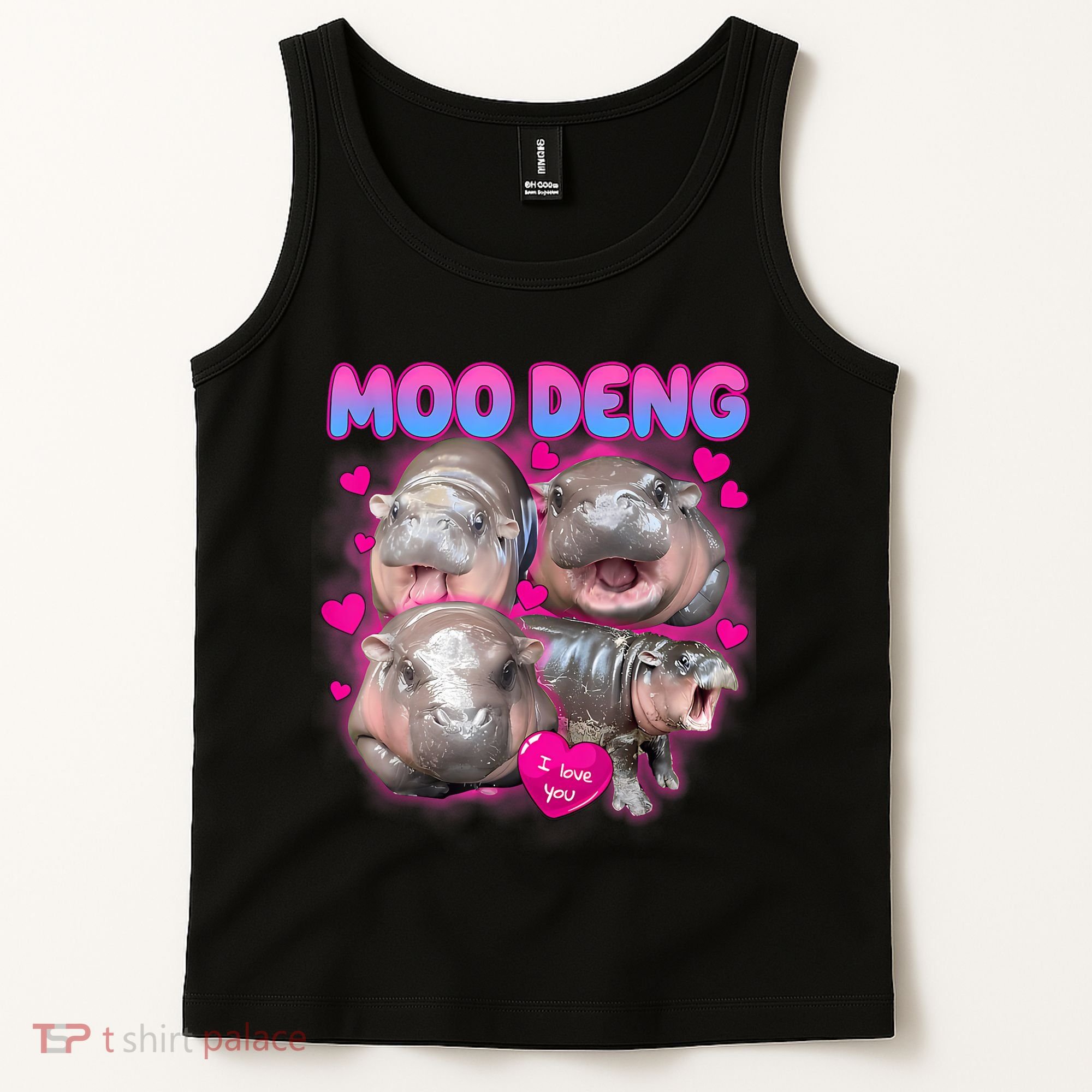 Love Moo Deng Funny Cute Hippo Meme Tank Top