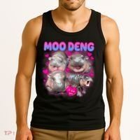 Love Moo Deng Funny Cute Hippo Meme Tank Top thumb 3