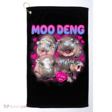Love Moo Deng Funny Cute Hippo Meme Golf Towel