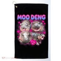 Love Moo Deng Funny Cute Hippo Meme Golf Towel thumb 0