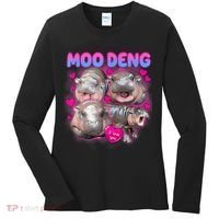Love Moo Deng Funny Cute Hippo Meme Women's Long Sleeve Shirt thumb 0