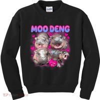 Love Moo Deng Funny Cute Hippo Meme Kids Sweatshirt thumb 0