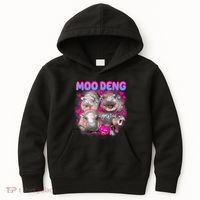 Love Moo Deng Funny Cute Hippo Meme Kids Hoodie thumb 0