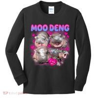 Love Moo Deng Funny Cute Hippo Meme Kids Long Sleeve Shirt thumb 0