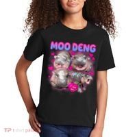 Love Moo Deng Funny Cute Hippo Meme Kids T-Shirt thumb 2