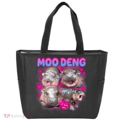 Love Moo Deng Funny Cute Hippo Meme Tote Bag