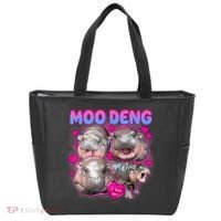 Love Moo Deng Funny Cute Hippo Meme Tote Bag thumb 0