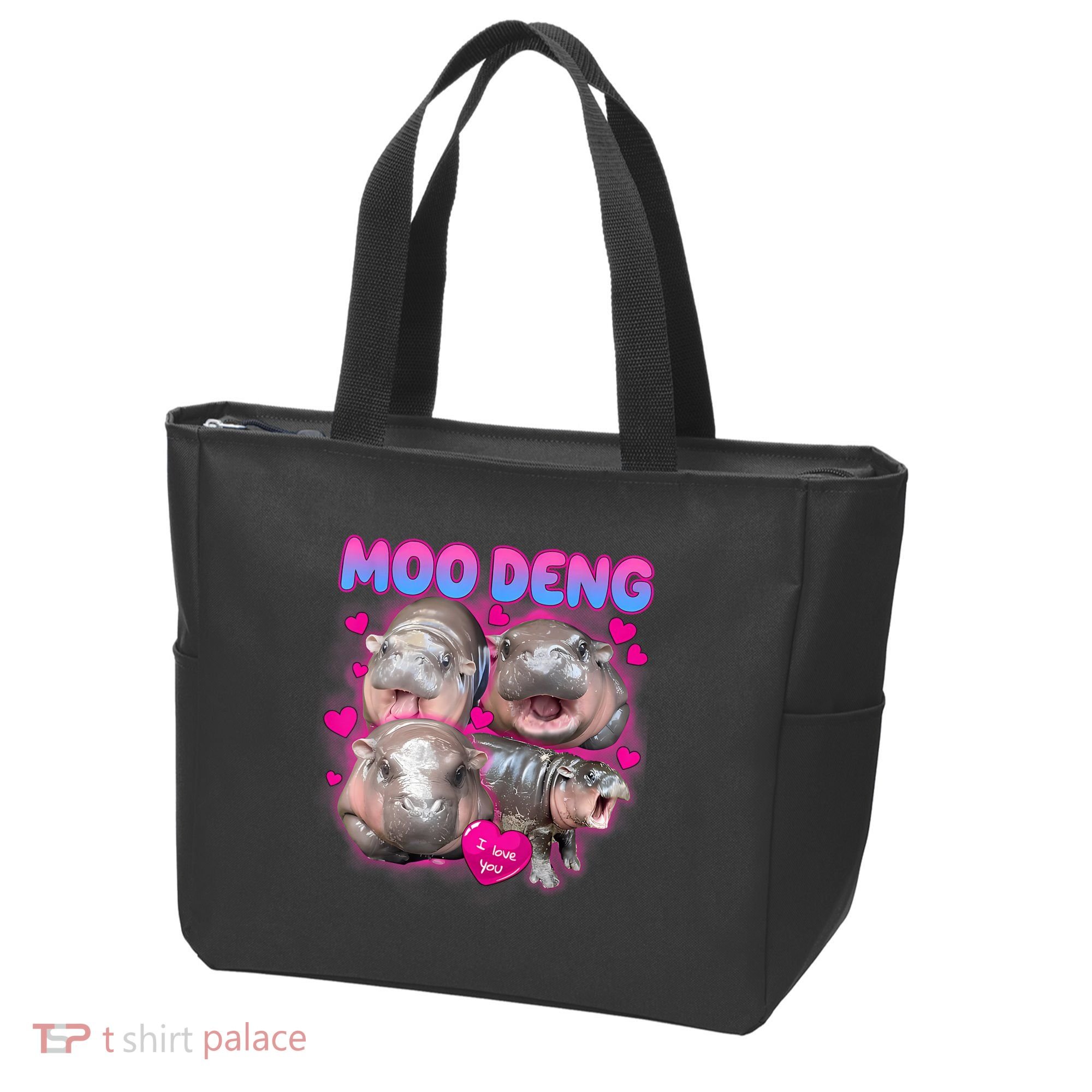 Love Moo Deng Funny Cute Hippo Meme Tote Bag